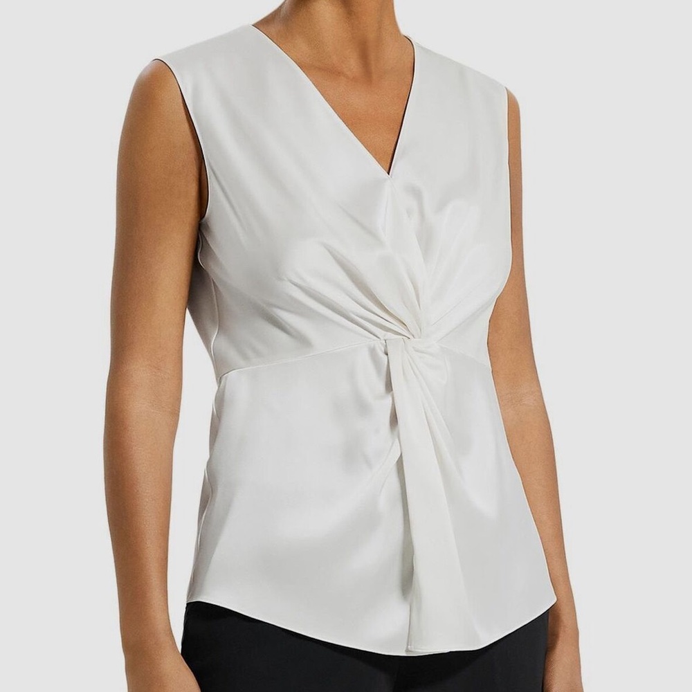 ALFANT SMALL WHITE CLASSY SLEEVE-LESS SHIRT